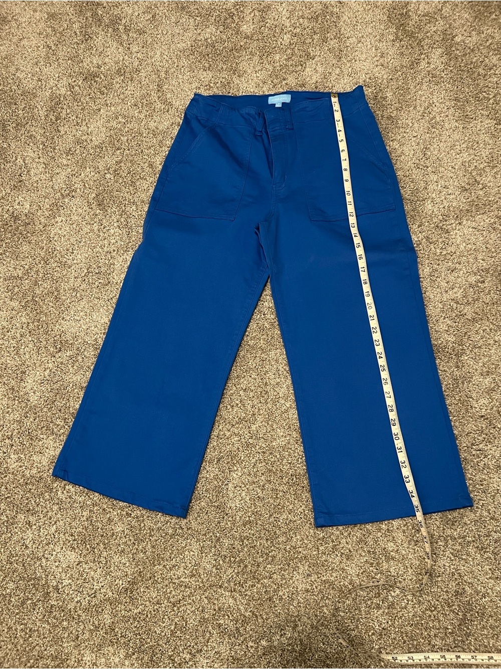 Draper James Navy Blue Twill Trousers, wide leg and high waisted. Colbalt blue